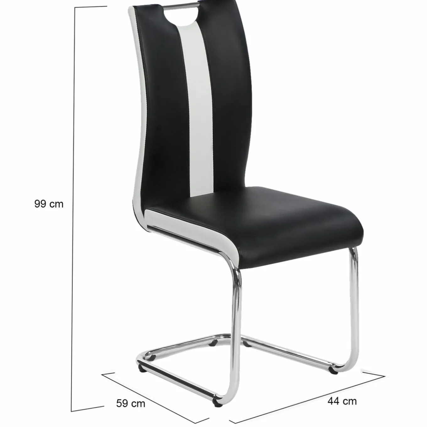 IDMarket Lot de 4 chaises noires et blanches design* Collection Contemporaine|Salle À Manger Complète