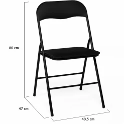 IDMarket Lot de 4 chaises noires pliantes d’intérieur* Salle À Manger Complète|Tables Et Chaises