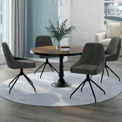 IDMarket Lot de 4 chaises pivotantes en velours gris foncé avec accoudoirs* Chaises|Tables Et Chaises