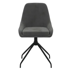 IDMarket Lot de 4 chaises pivotantes en velours gris foncé avec accoudoirs* Chaises|Tables Et Chaises