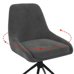 IDMarket Lot de 4 chaises pivotantes en velours gris foncé avec accoudoirs* Chaises|Tables Et Chaises