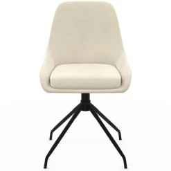 IDMarket Lot de 4 chaises pivotantes en velours beige avec accoudoirs* Chaises|Tables Et Chaises