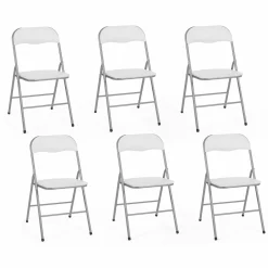 IDMarket Lot de 6 chaises pliantes blanches d’intérieur* Salle À Manger Complète|Tables Et Chaises