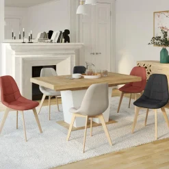 IDMarket Lot de 6 chaises scandinaves mix color gris foncé x2, terracotta x2, beige x2* Collection Scandinave|Chaises