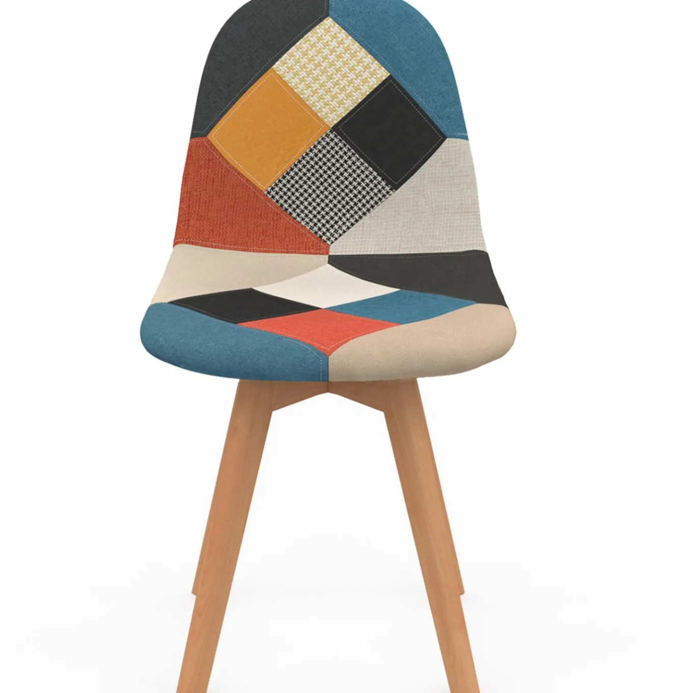 IDMarket Lot de 2 chaises scandinaves patchworks multicolores* Collection Agencement Magasin|Collection Télétravail