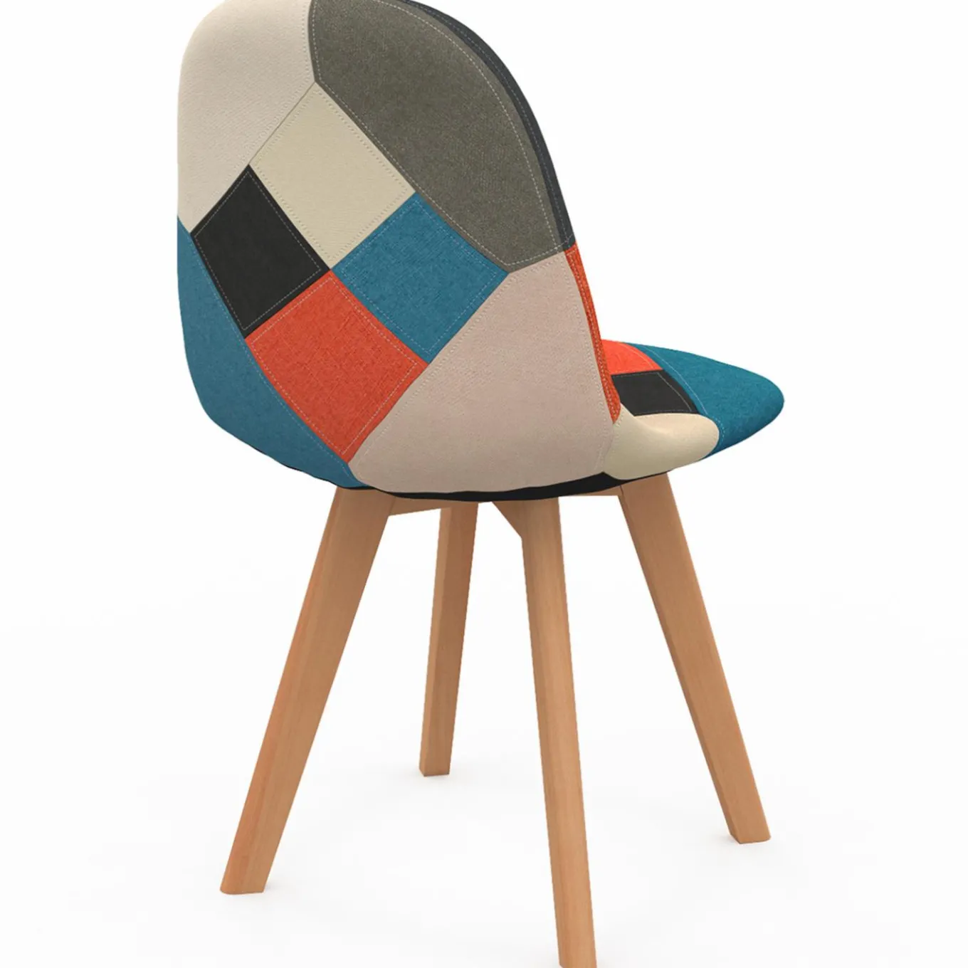 IDMarket Lot de 2 chaises scandinaves patchworks multicolores* Collection Agencement Magasin|Collection Télétravail