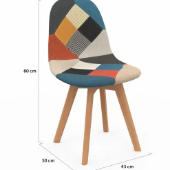 IDMarket Lot de 2 chaises scandinaves patchworks multicolores* Collection Agencement Magasin|Collection Télétravail
