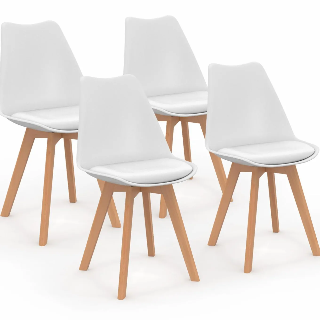 IDMarket Lot de 4 chaises scandinaves blanches* Collection Scandinave|Chaises