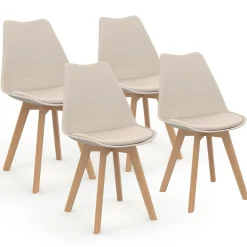 IDMarket Lot de 4 chaises scandinaves beige pour salle à manger* Salle À Manger Complète|Tables Et Chaises