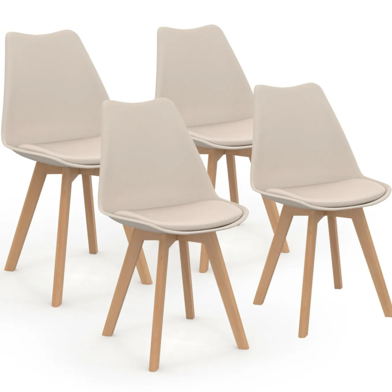 IDMarket Lot de 4 chaises scandinaves beige pour salle à manger* Salle À Manger Complète|Tables Et Chaises