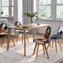 IDMarket Lot de 4 chaises scandinaves patchwork multicolore* Collection Scandinave|Salle À Manger Complète