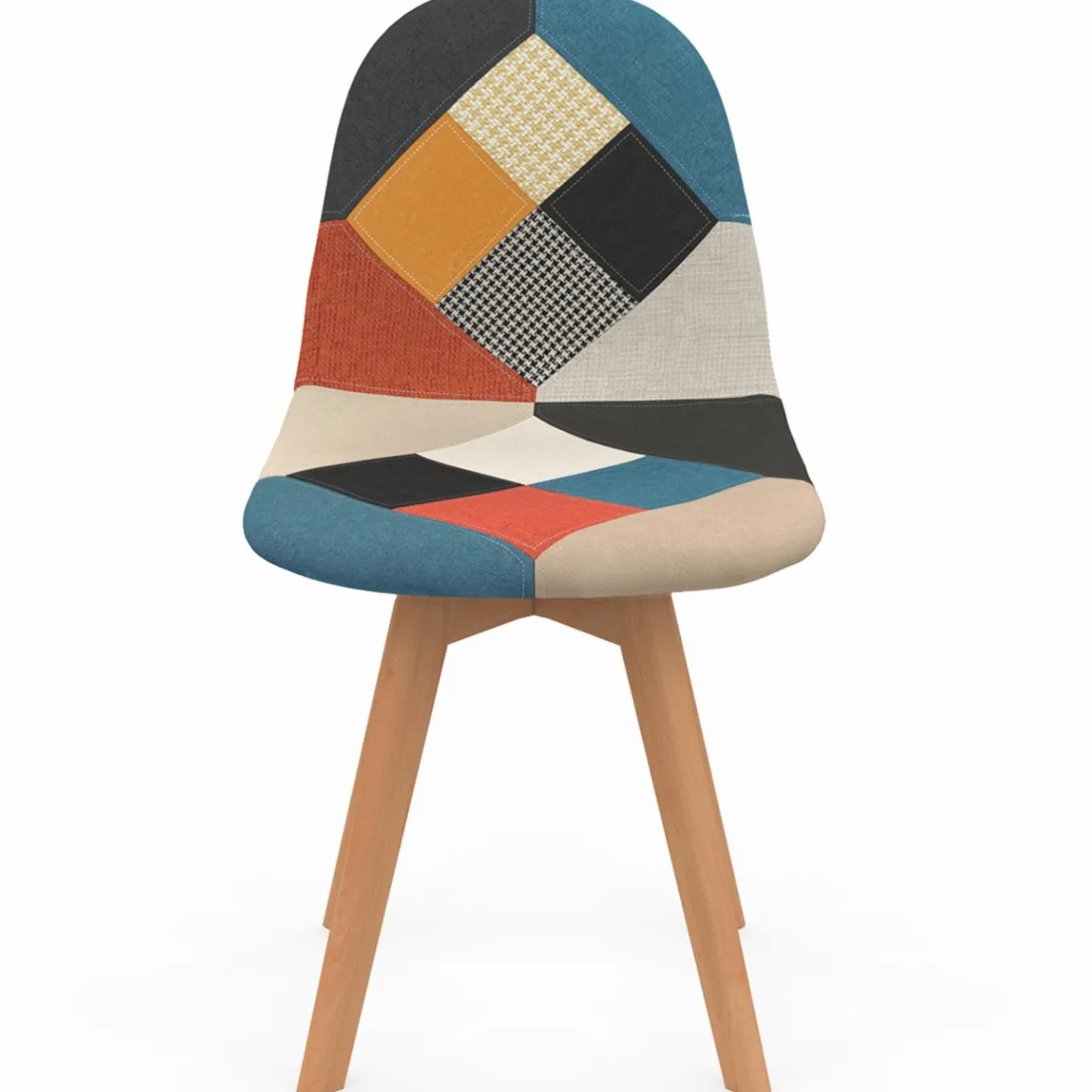 IDMarket Lot de 4 chaises scandinaves patchwork multicolore* Collection Scandinave|Salle À Manger Complète