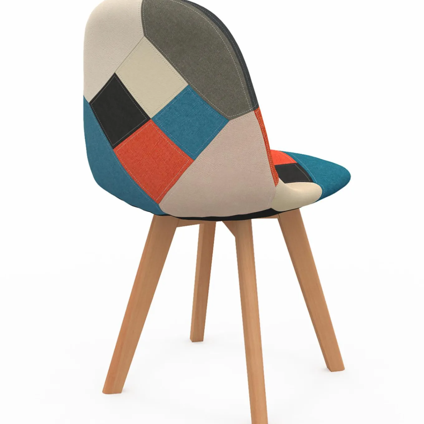 IDMarket Lot de 4 chaises scandinaves patchwork multicolore* Collection Scandinave|Salle À Manger Complète
