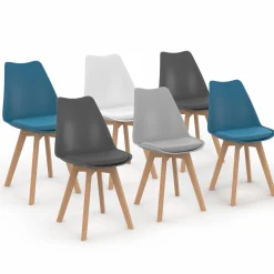 IDMarket Lot de 6 chaises scandinaves 4 couleurs* Collection Scandinave|Salle À Manger Complète