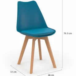 IDMarket Lot de 4 chaises scandinaves bleu canard* Collection Scandinave|Salle À Manger Complète