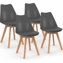 IDMarket Lot de 4 chaises scandinaves grises* Collection Scandinave|Salle À Manger Complète