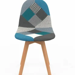IDMarket Lot de 2 chaises scandinaves patchworks bleus* Collection Agencement Magasin|Collection Télétravail