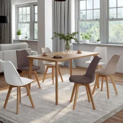 IDMarket Lot de 6 chaises scandinaves mix color taupe, beige et blanc* Collection Scandinave|Chaises