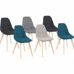 IDMarket Lot de 6 chaises scandinaves en tissu mix color beige, gris clair, bleu canard et gris foncé* Collection Scandinave|Salle À Manger Complète