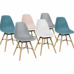 IDMarket Lot de 6 chaises scandinaves couleur pastel* Collection Scandinave|Salle À Manger Complète