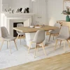 IDMarket Lot de 6 chaises scandinaves en tissu beige pieds en bois* Collection Scandinave|Salle À Manger Complète