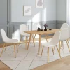 IDMarket Lot de 6 chaises scandinaves en tissu blanc bouclette pieds en bois* Collection Scandinave|Tables Et Chaises