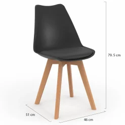 IDMarket Lot de 8 chaises scandinaves noires pour salle à manger* Collection Scandinave|Salle À Manger Complète