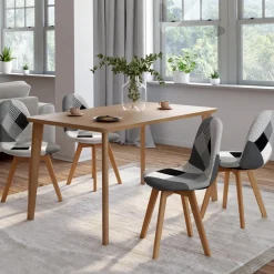 IDMarket Lot de 4 chaises scandinaves patchwork noir gris blancs* Collection Scandinave|Salle À Manger Complète