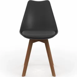 IDMarket Lot de 6 chaises scandinaves noires avec coussin* Collection Scandinave|Salle À Manger Complète