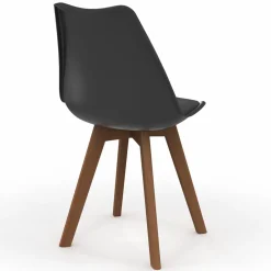 IDMarket Lot de 6 chaises scandinaves noires avec coussin* Collection Scandinave|Salle À Manger Complète