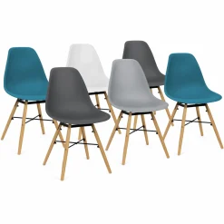 IDMarket Lot de 6 chaises style scandinave 4 couleurs* Collection Scandinave|Salle À Manger Complète