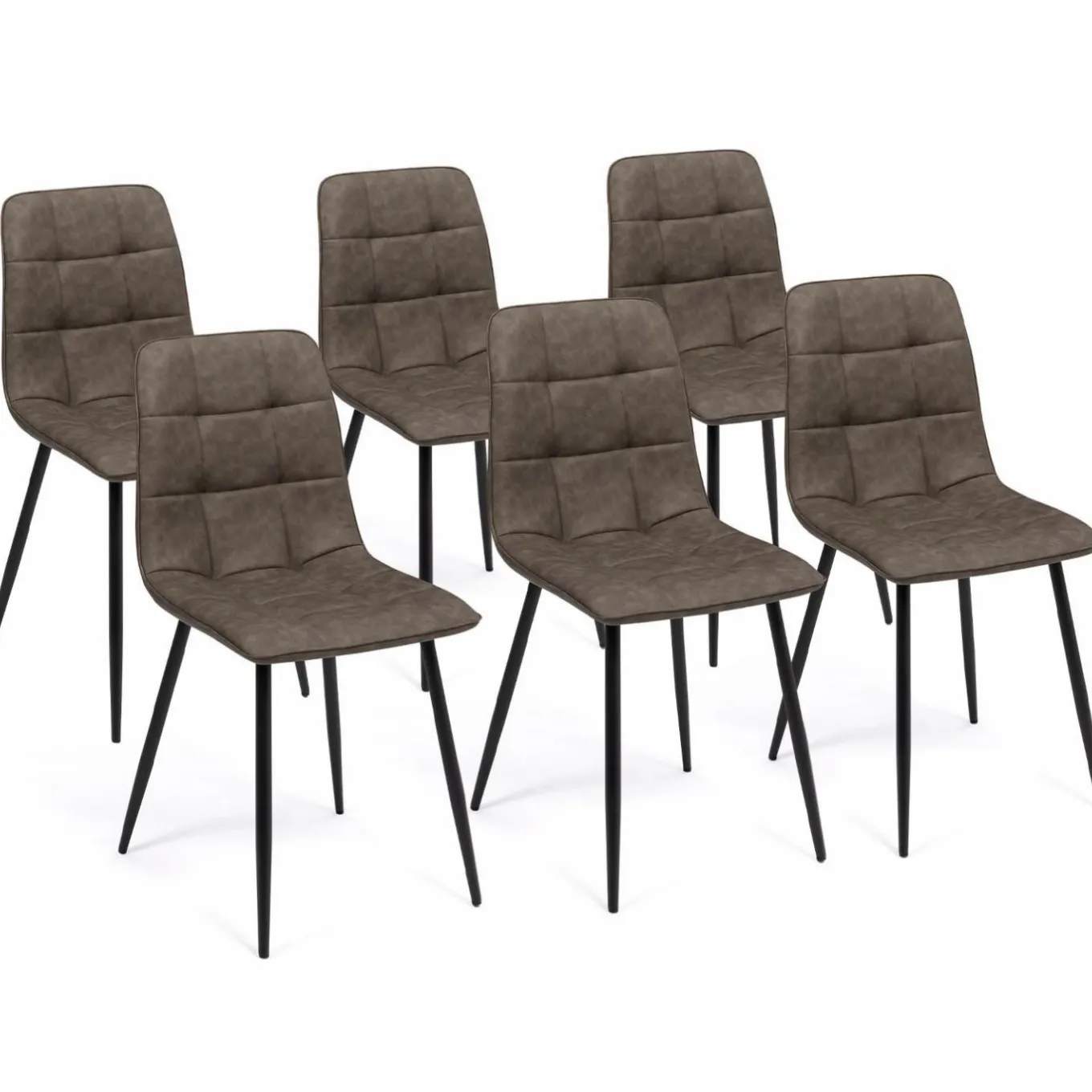 IDMarket Lot de 6 chaises vintage en PU marron* Collection Vintage|Collection Moderne