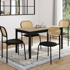 IDMarket Lot de 4 chaises vintage en métal avec dossier cannage arrondi* Collection Vintage|Tables Et Chaises