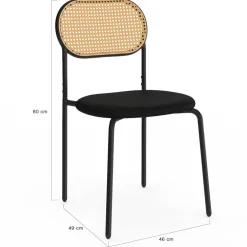 IDMarket Lot de 4 chaises vintage en métal avec dossier cannage arrondi* Collection Vintage|Tables Et Chaises