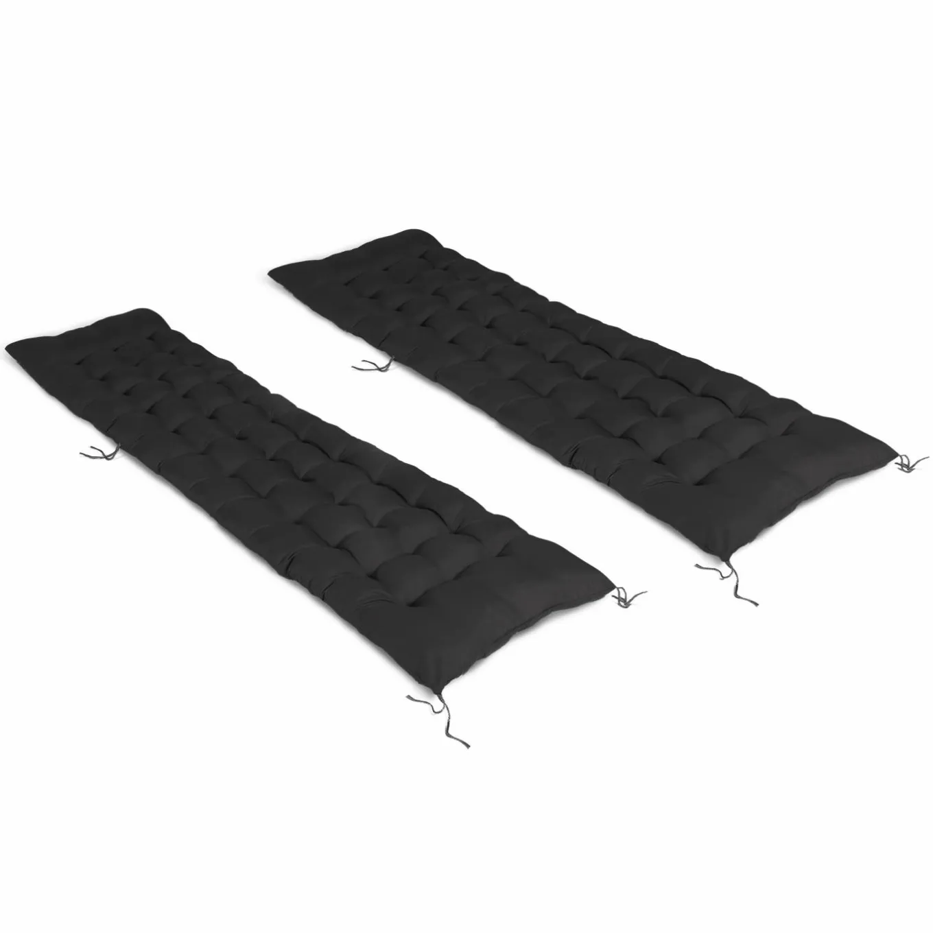 IDMarket Lot de 2 coussins de transat noirs universels 180 cm* Fauteuils De Jardin|Bains De Soleil