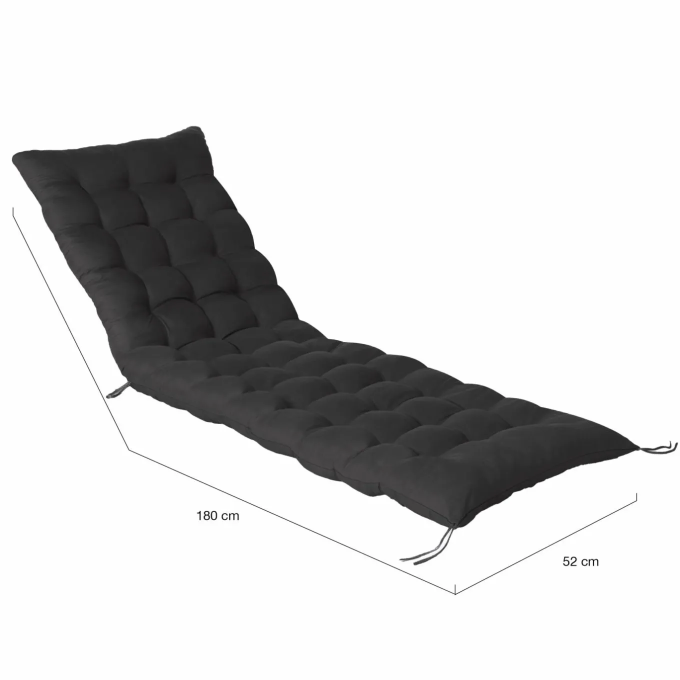 IDMarket Lot de 2 coussins de transat noirs universels 180 cm* Fauteuils De Jardin|Bains De Soleil