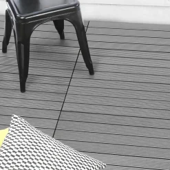 IDMarket Lot de 5 dalles extérieures rectangulaires de 60 x 30 cm clipsables en composite gris* Revêtement Sol Extérieur