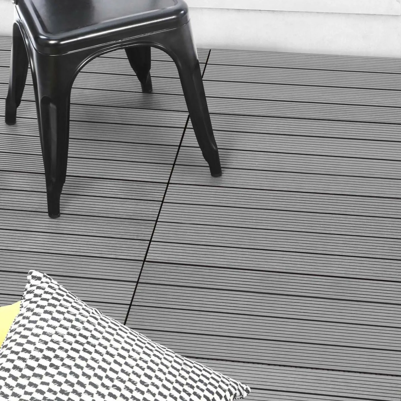 IDMarket Lot de 5 dalles extérieures rectangulaires de 60 x 30 cm clipsables en composite gris* Revêtement Sol Extérieur