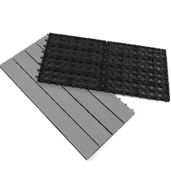 IDMarket Lot de 5 dalles extérieures rectangulaires de 60 x 30 cm clipsables en composite gris* Revêtement Sol Extérieur