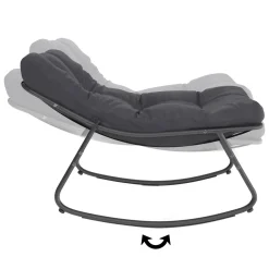 IDMarket Lot de 2 fauteuils de jardin à bascule métal gris anthracite avec coussins* Fauteuils De Jardin|Salons De Jardin