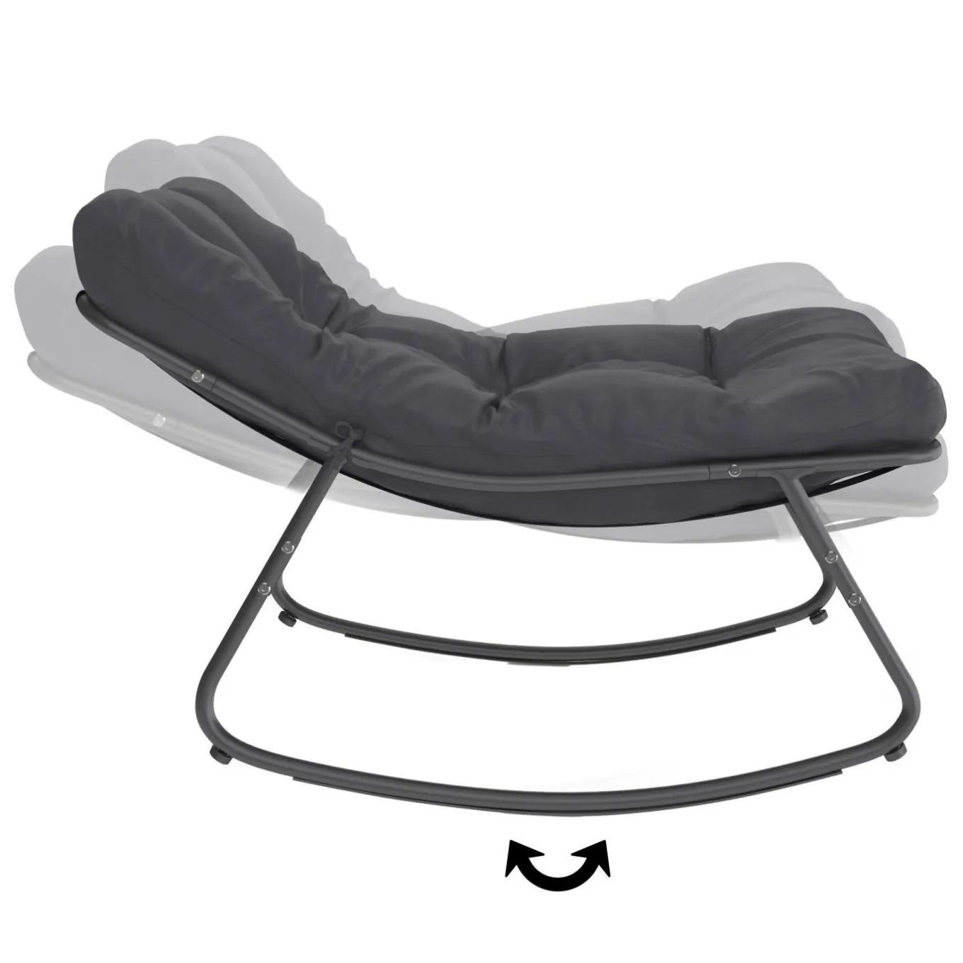 IDMarket Lot de 2 fauteuils de jardin à bascule métal gris anthracite avec coussins* Fauteuils De Jardin|Salons De Jardin