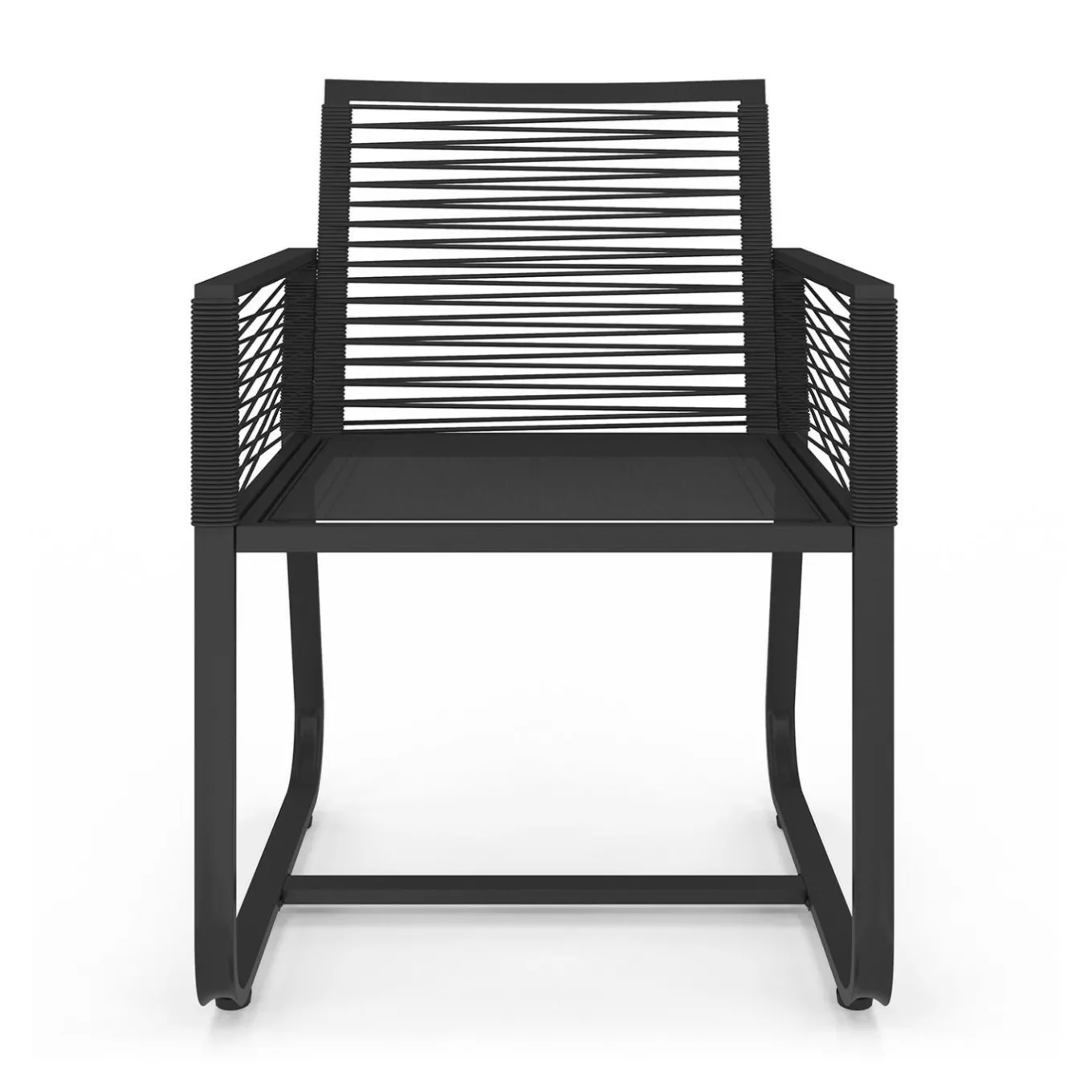 IDMarket Lot de 2 fauteuils de jardin métal et cordage noir* Fauteuils De Jardin