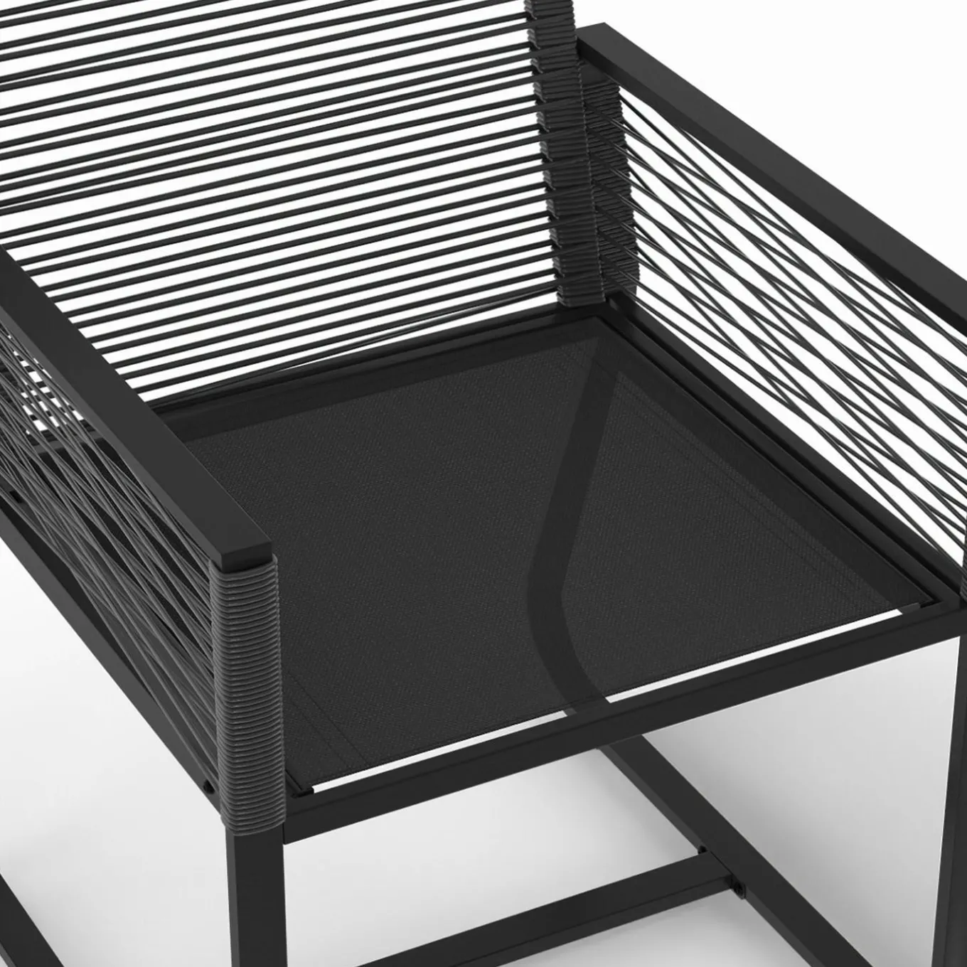 IDMarket Lot de 2 fauteuils de jardin métal et cordage noir* Fauteuils De Jardin