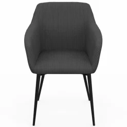 IDMarket Lot de 2 fauteuils de table avec accoudoirs en velours côtelé gris* Collection Vintage|Tables Et Chaises