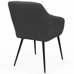 IDMarket Lot de 2 fauteuils de table avec accoudoirs en velours côtelé gris* Collection Vintage|Tables Et Chaises