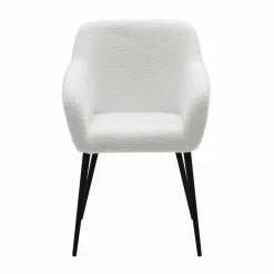 IDMarket Lot de 2 fauteuils de table blancs en tissu bouclette* Collection Design|Tables Et Chaises