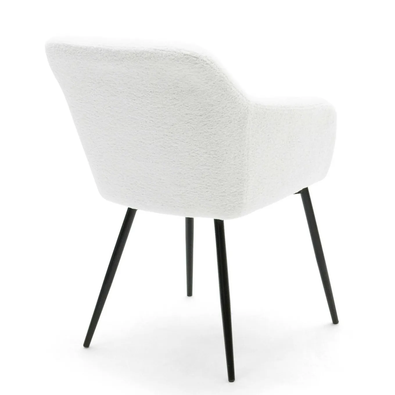 IDMarket Lot de 2 fauteuils de table blancs en tissu bouclette* Collection Design|Tables Et Chaises