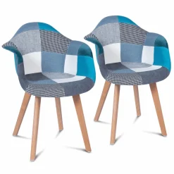 IDMarket Lot de 2 fauteuils scandinaves bleus* Collection Agencement Magasin|Collection Scandinave