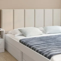 IDMarket Lot de 6 panneaux muraux pour tête de lit 180 cm en tissu effet suédé beige* Collection Moderne|Chambre Complète Adulte