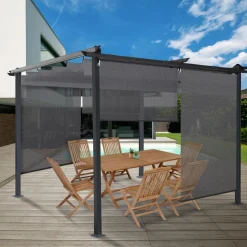 IDMarket Lot de 2 stores enrouleurs tamisants L.124 x H. 225 CM pour pergola gris anthracite* Accessoires Pergolas Et Tonnelles|Pergolas